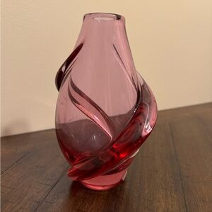Art Glass RED PINK Vase‎ Vintage JBS 1950's Czechoslovakian MCM VERY NICE!
